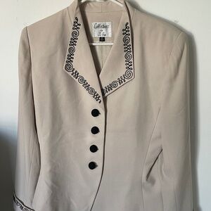 Collections for Le Suit Cream Blazer – Graphic Collar, 80s Power